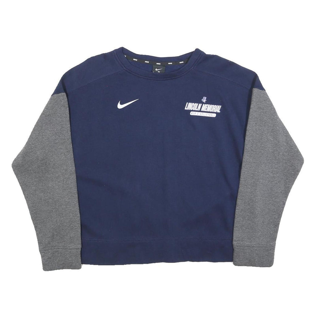 NIKE Womens Navy & Grey Lincoln Memorial Crew Neck Sweatshirt M Cotton Blend