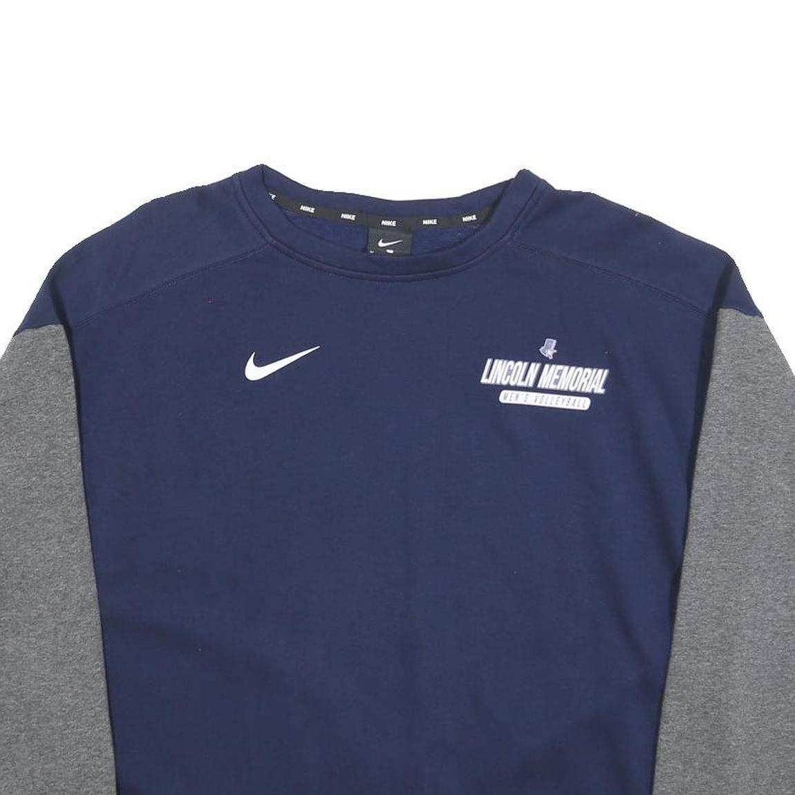 NIKE Womens Navy & Grey Lincoln Memorial Crew Neck Sweatshirt M Cotton Blend