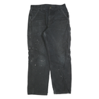 CARHARTT Mens Relaxed Black Cotton Blend Trousers W32 L30 Workwear Zip Closure