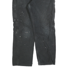 CARHARTT Mens Relaxed Black Cotton Blend Trousers W32 L30 Workwear Zip Closure