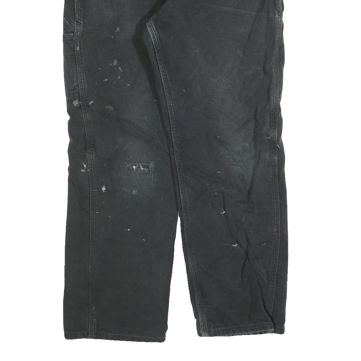 CARHARTT Mens Relaxed Black Cotton Blend Trousers W32 L30 Workwear Zip Closure