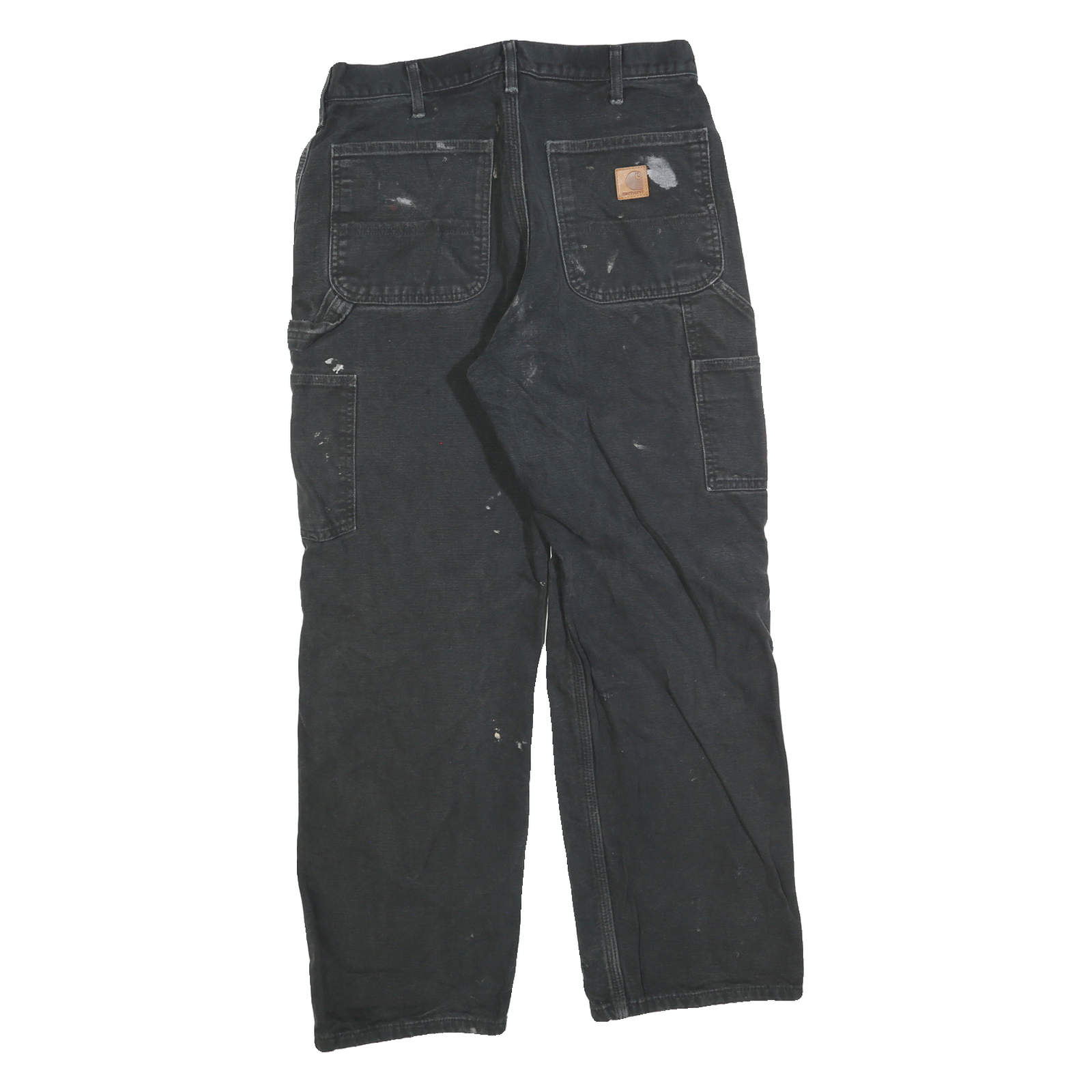CARHARTT Mens Relaxed Black Cotton Blend Trousers W32 L30 Workwear Zip Closure