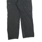 CARHARTT Mens Relaxed Black Cotton Blend Trousers W32 L30 Workwear Zip Closure