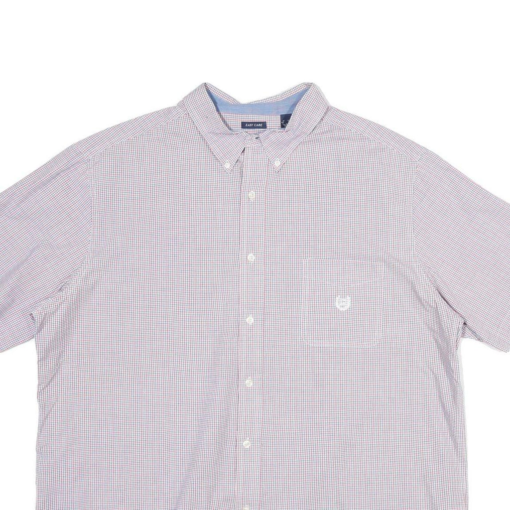 CHAPS Mens White & Red Checked Casual Shirt 2XL Button Down Cotton Summer