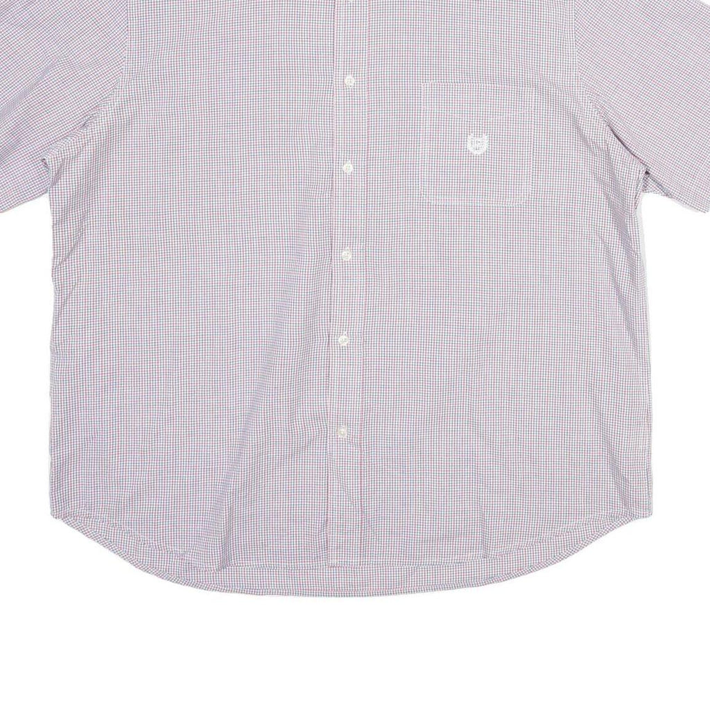 CHAPS Mens White & Red Checked Casual Shirt 2XL Button Down Cotton Summer
