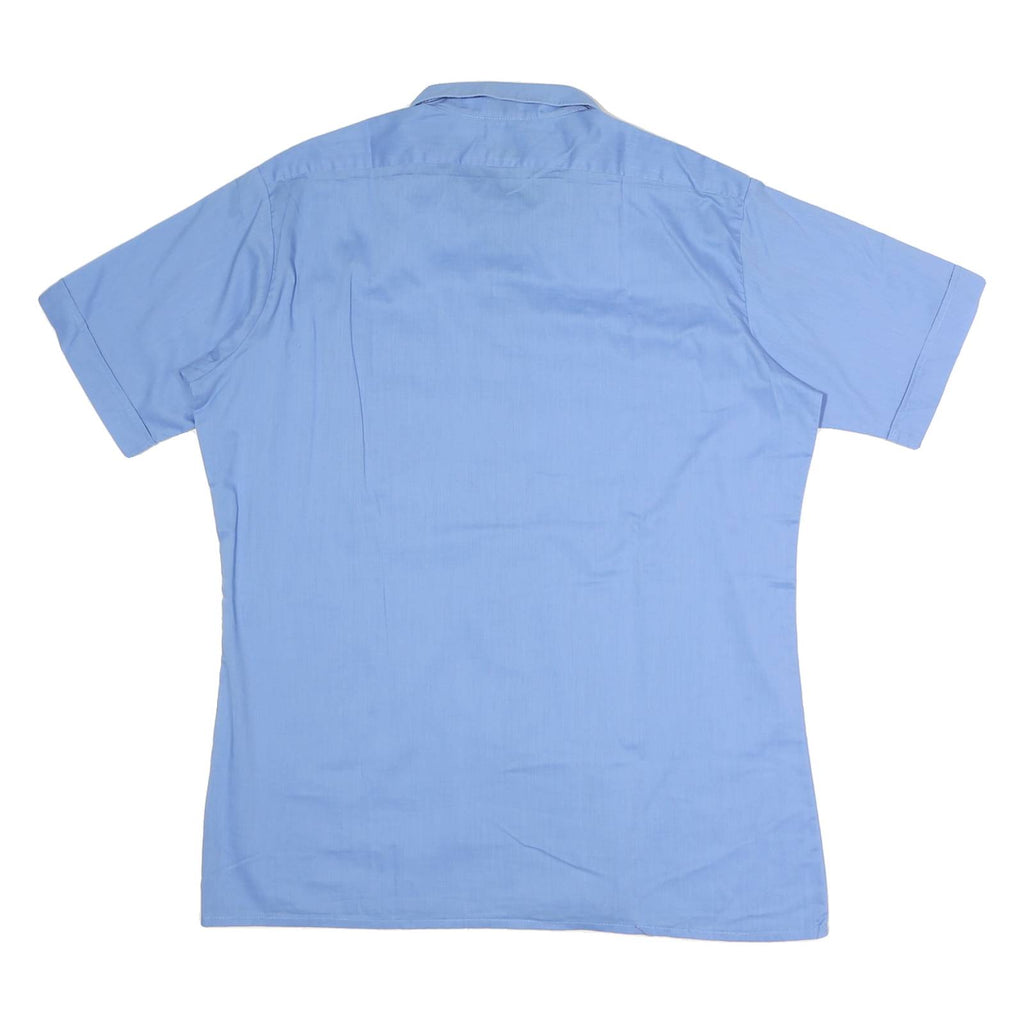 TORRERO Mens Blue Cotton Shirt M Button Front Casual Short Sleeve Lightweight