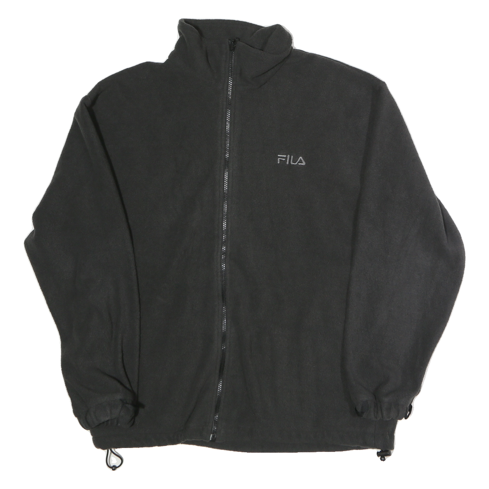 FILA Mens Black Zip Jacket L Polyester Plain Zip Closure Comfort Fit