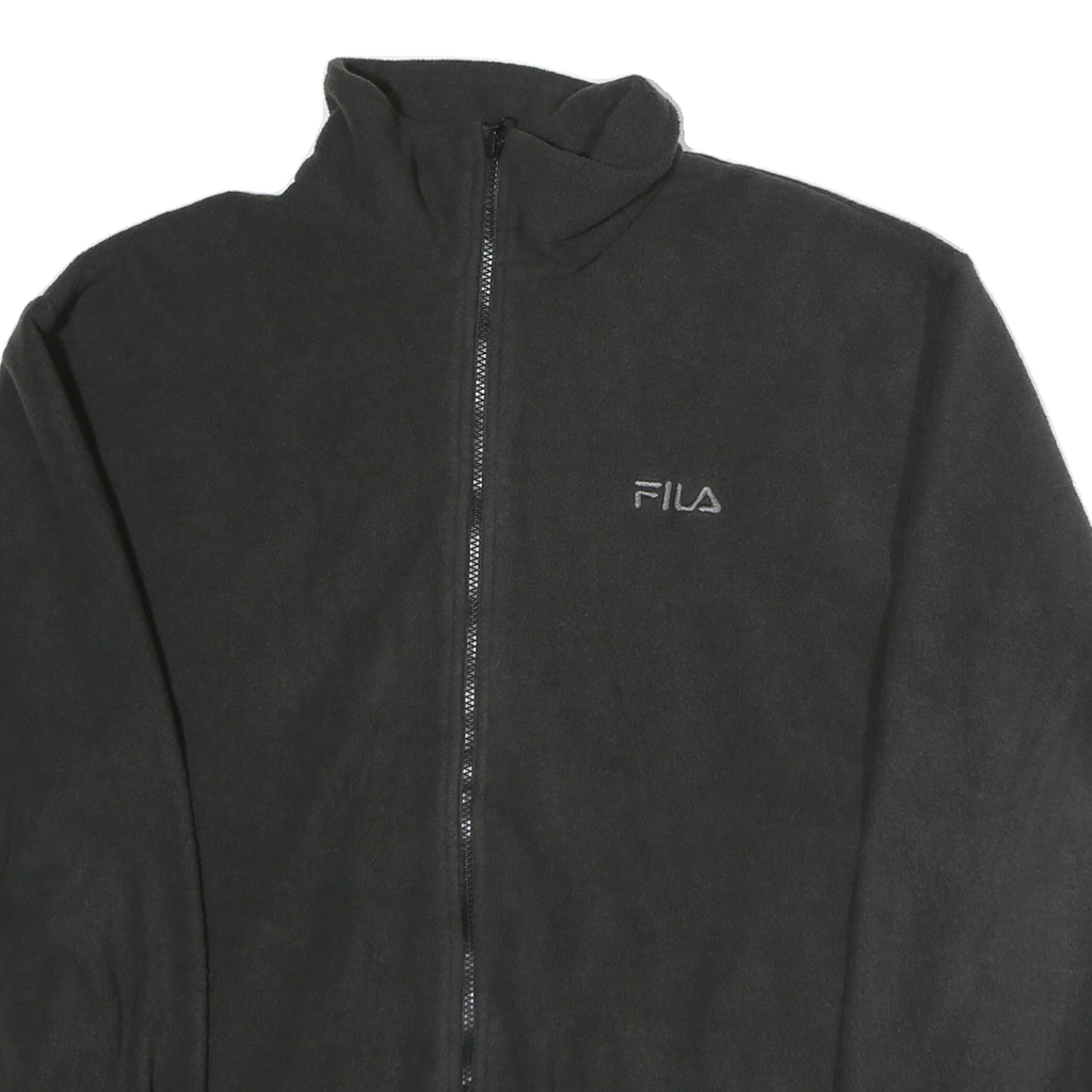 FILA Mens Black Zip Jacket L Polyester Plain Zip Closure Comfort Fit