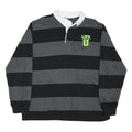 CHARLES RIVER Mens Black & Grey Striped Long Sleeve Polo Shirt XL Life U