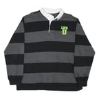 CHARLES RIVER Mens Black & Grey Striped Long Sleeve Polo Shirt XL Life U