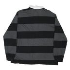CHARLES RIVER Mens Black & Grey Striped Long Sleeve Polo Shirt XL Life U
