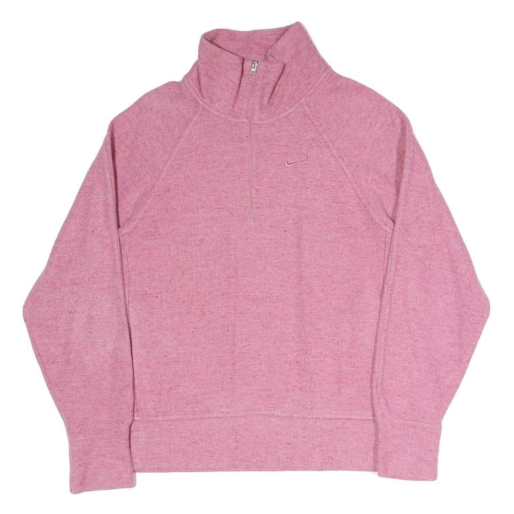 NIKE Womens Pink Half Zip Sweatshirt S Cotton Blend Pullover Casual