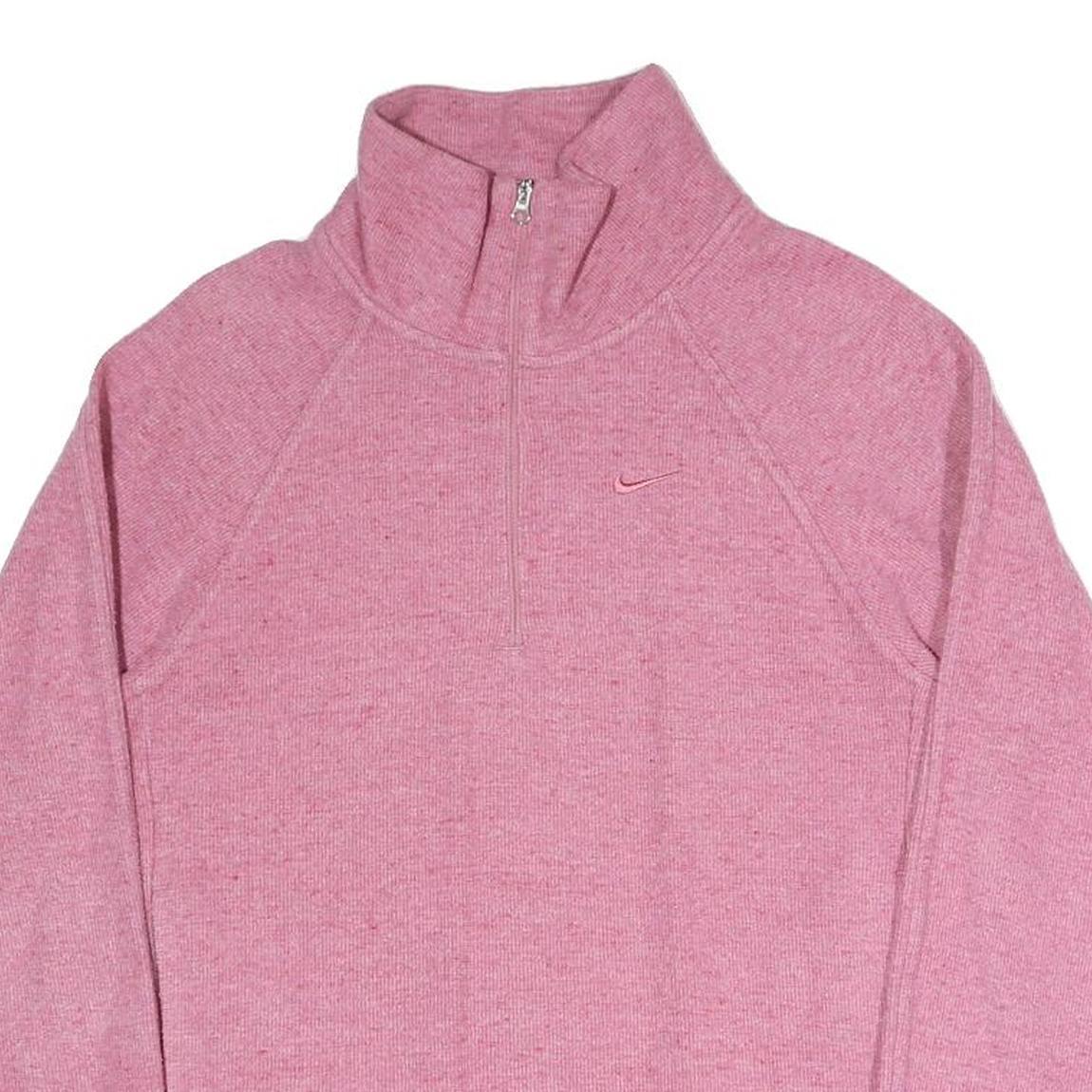NIKE Womens Pink Half Zip Sweatshirt S Cotton Blend Pullover Casual