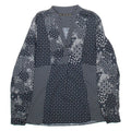 ZARA BASIC Womens Printed Blouse Black V-Neck Long Sleeve Crazy Pattern S