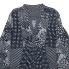 ZARA BASIC Womens Printed Blouse Black V-Neck Long Sleeve Crazy Pattern S