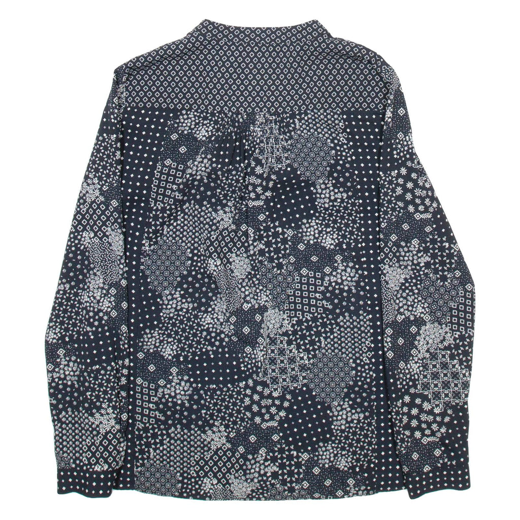ZARA BASIC Womens Printed Blouse Black V-Neck Long Sleeve Crazy Pattern S