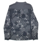 ZARA BASIC Womens Printed Blouse Black V-Neck Long Sleeve Crazy Pattern S