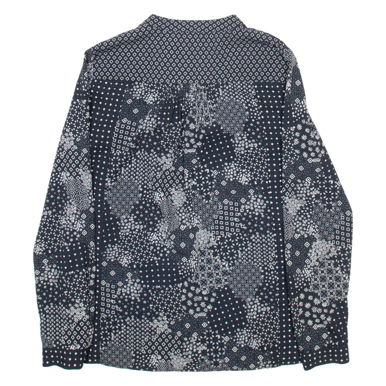 ZARA BASIC Womens Printed Blouse Black V-Neck Long Sleeve Crazy Pattern S