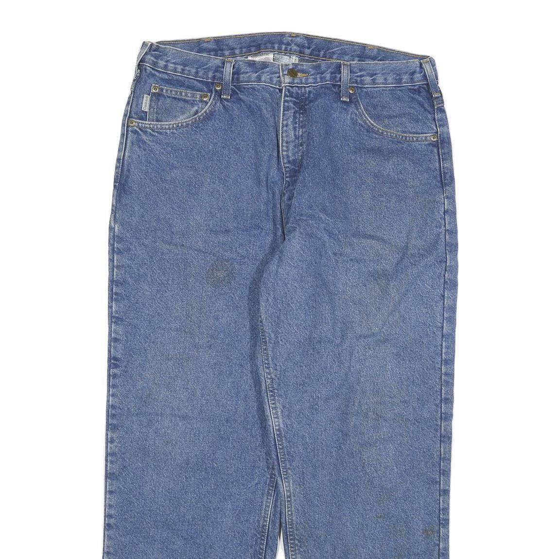 CARHARTT Mens Relaxed Jeans Blue Denim W34 L30 Workwear Casual Zip Closure