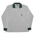 TOMMY HILFIGER Mens White & Dark Green Long Sleeve Check Polo Shirt L Cotton