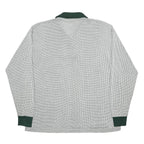 TOMMY HILFIGER Mens White & Dark Green Long Sleeve Check Polo Shirt L Cotton