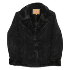 SCORPIO Womens Black Faux Fur Jacket S Polyester Blend Button Closure Classic