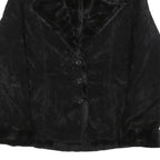 SCORPIO Womens Black Faux Fur Jacket S Polyester Blend Button Closure Classic