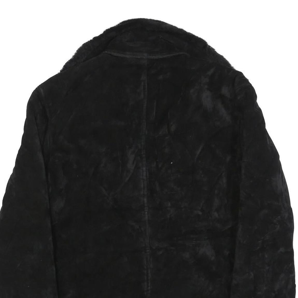 SCORPIO Womens Black Faux Fur Jacket S Polyester Blend Button Closure Classic