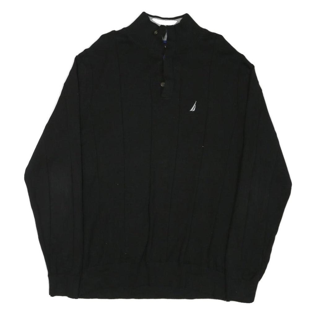 NAUTICA Mens Black Patterned Pullover Crew Neck Basic Knit XL Cotton Blend