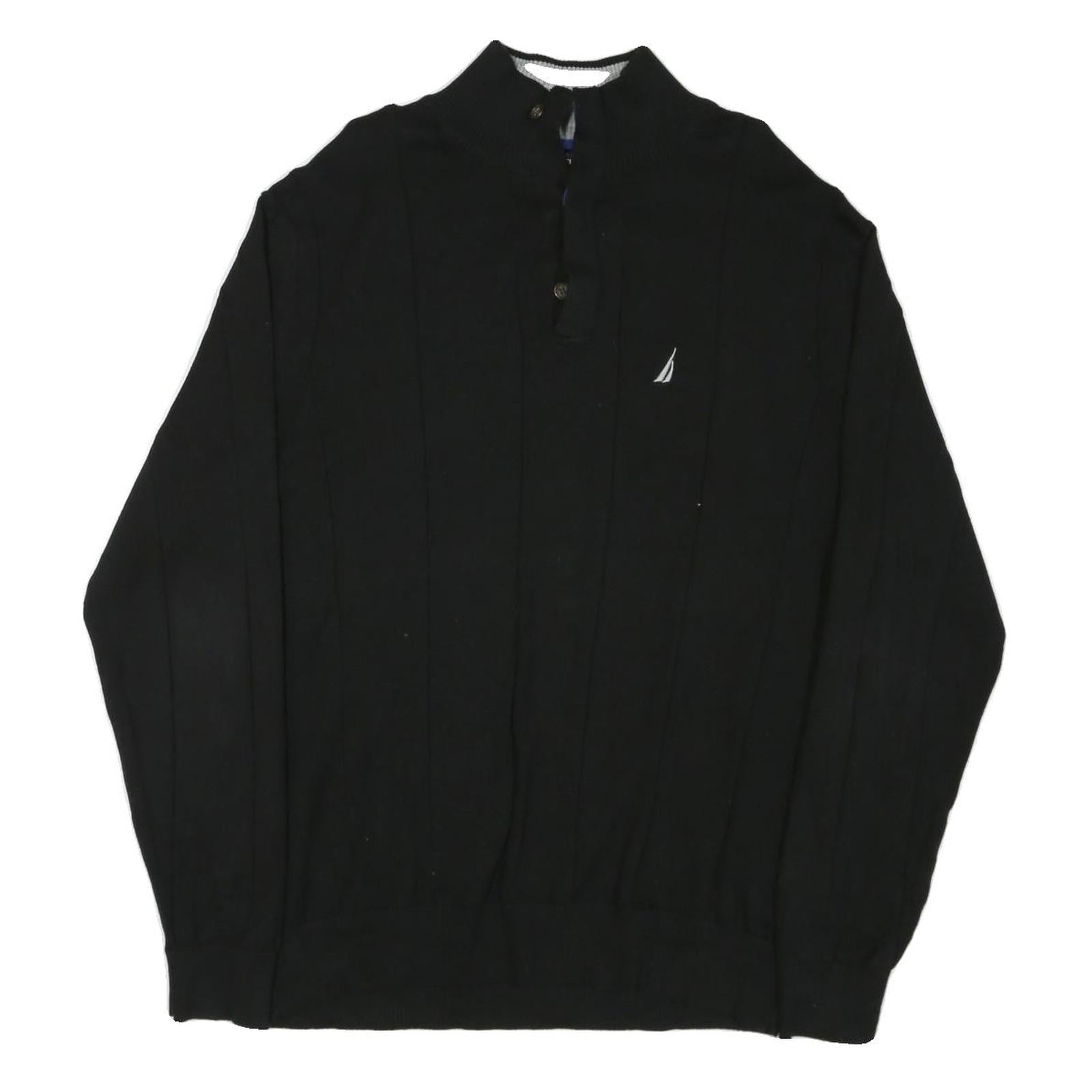 NAUTICA Mens Black Patterned Pullover Crew Neck Basic Knit XL Cotton Blend