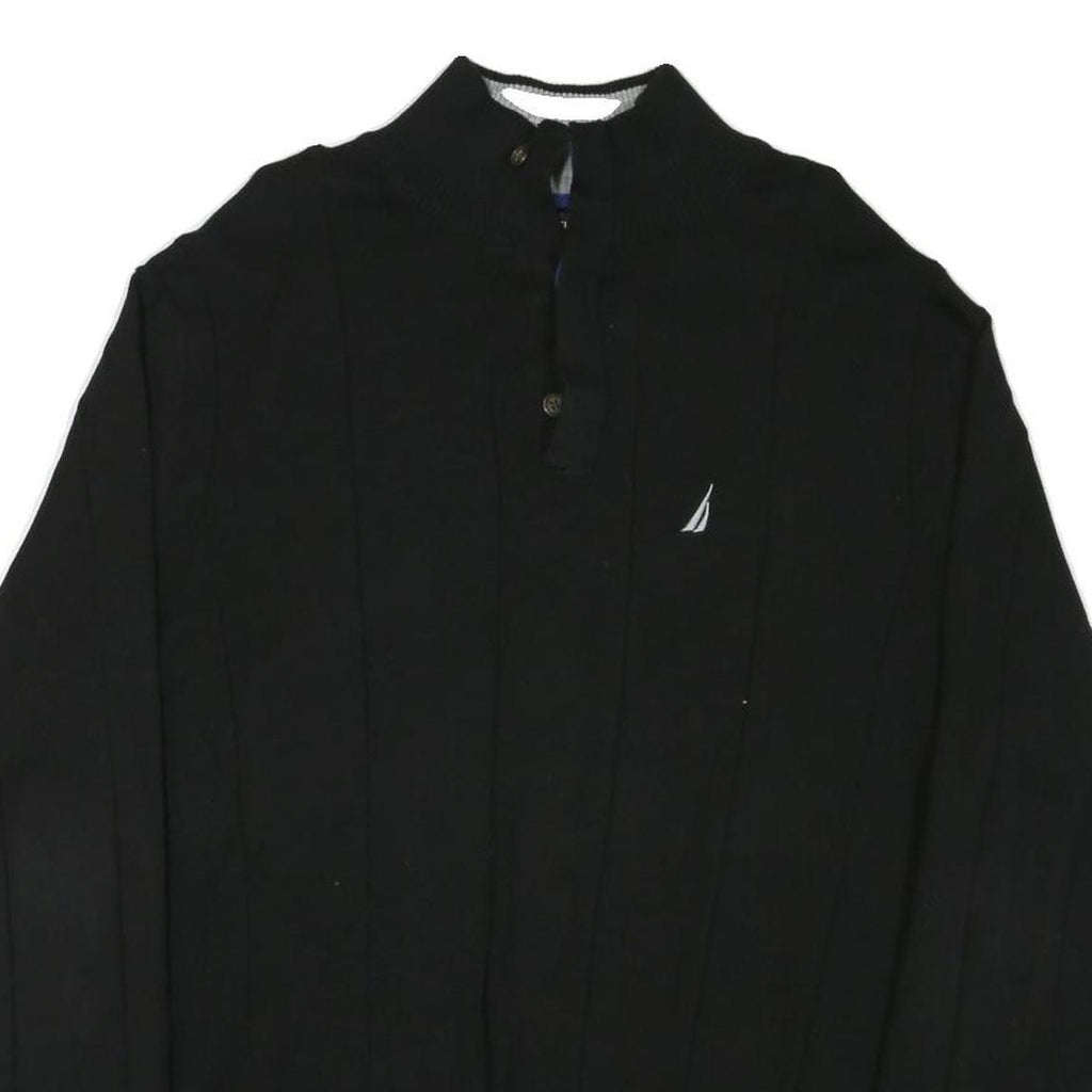 NAUTICA Mens Black Patterned Pullover Crew Neck Basic Knit XL Cotton Blend
