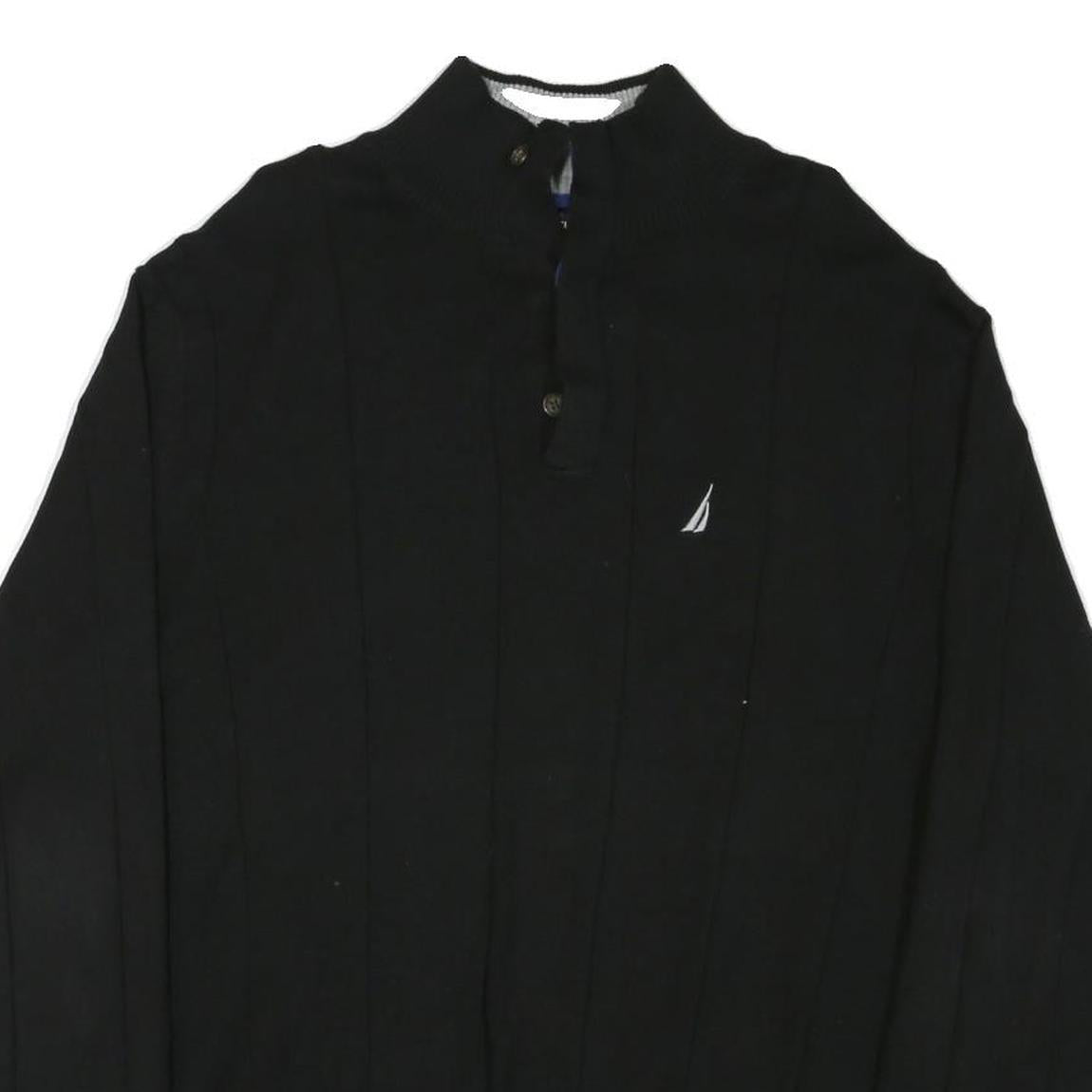 NAUTICA Mens Black Patterned Pullover Crew Neck Basic Knit XL Cotton Blend