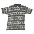 NEW TAST Mens Grey Black Patterned Short Sleeve Polo Shirt S Cotton Blend Casual