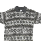 NEW TAST Mens Grey Black Patterned Short Sleeve Polo Shirt S Cotton Blend Casual
