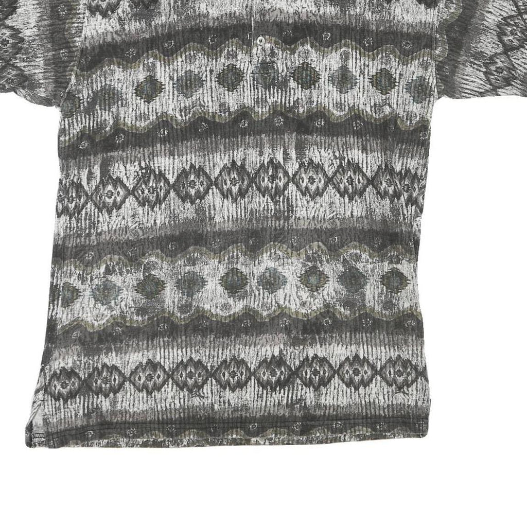 NEW TAST Mens Grey Black Patterned Short Sleeve Polo Shirt S Cotton Blend Casual