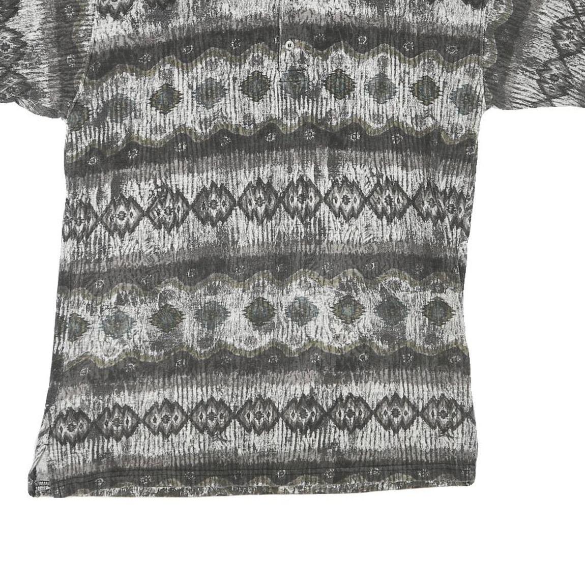 NEW TAST Mens Grey Black Patterned Short Sleeve Polo Shirt S Cotton Blend Casual