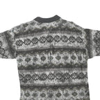 NEW TAST Mens Grey Black Patterned Short Sleeve Polo Shirt S Cotton Blend Casual