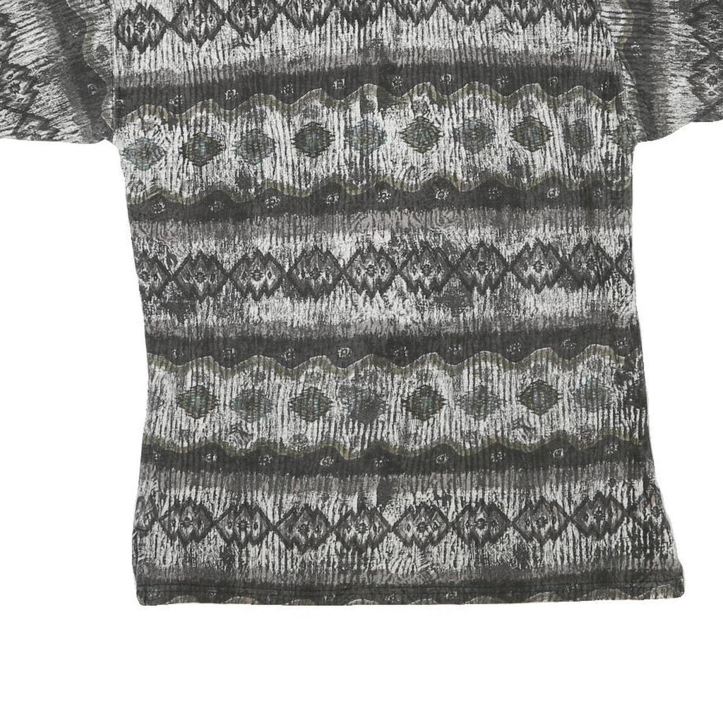 NEW TAST Mens Grey Black Patterned Short Sleeve Polo Shirt S Cotton Blend Casual