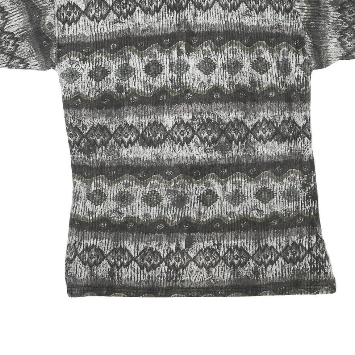 NEW TAST Mens Grey Black Patterned Short Sleeve Polo Shirt S Cotton Blend Casual