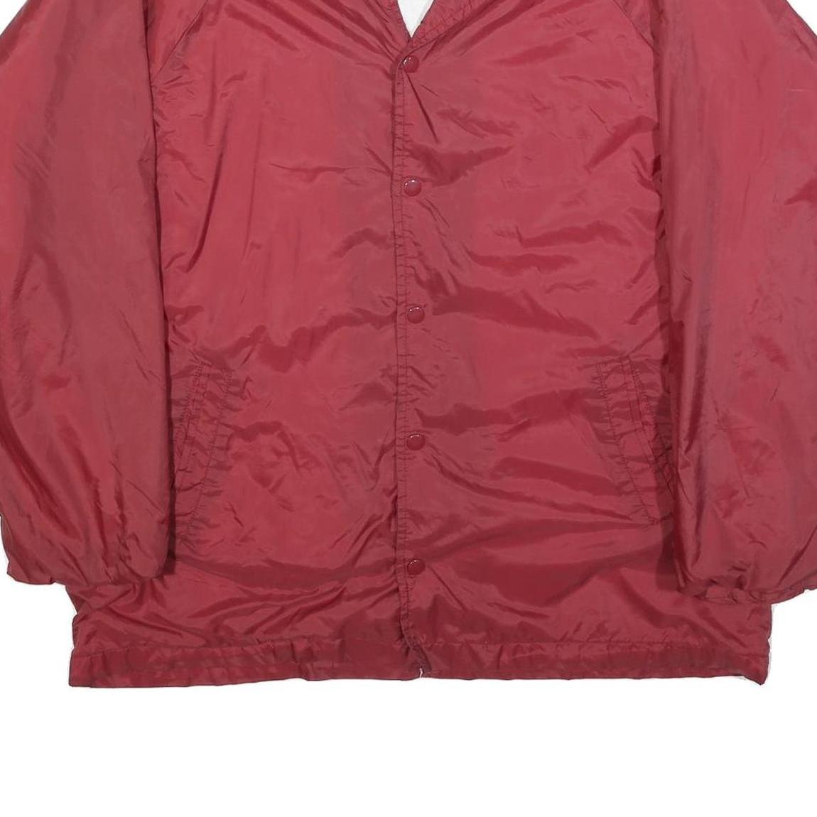 BIG MAC Mens Red Nylon Button Jacket L Plain Classic Fit Casual Lightweight