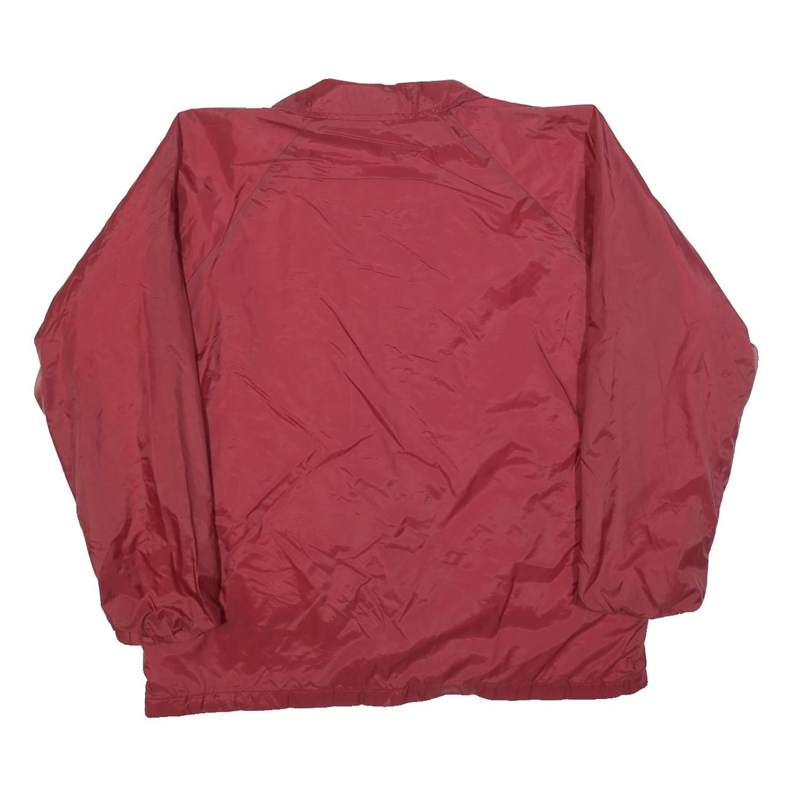 BIG MAC Mens Red Nylon Button Jacket L Plain Classic Fit Casual Lightweight