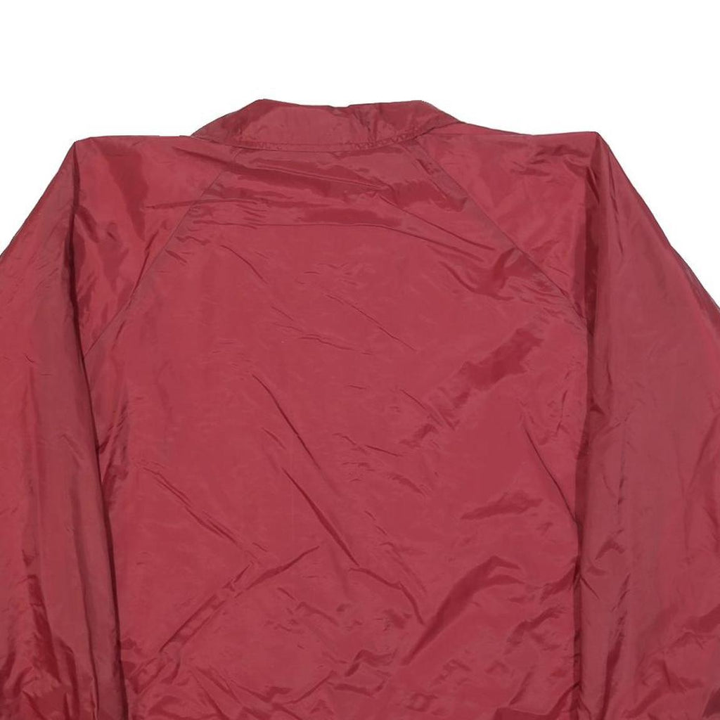 BIG MAC Mens Red Nylon Button Jacket L Plain Classic Fit Casual Lightweight