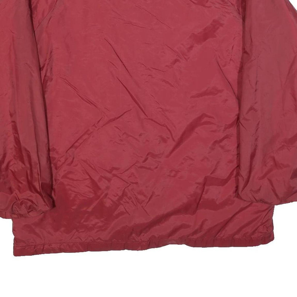 BIG MAC Mens Red Nylon Button Jacket L Plain Classic Fit Casual Lightweight