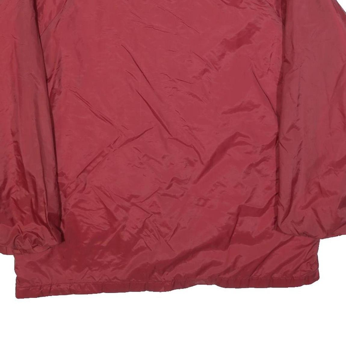 BIG MAC Mens Red Nylon Button Jacket L Plain Classic Fit Casual Lightweight