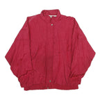 BOLD SPIRIT Womens Red Nylon Jacket L Zip Plain Casual Lightweight Outerwear