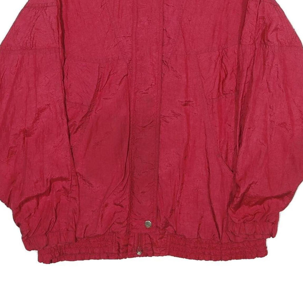 BOLD SPIRIT Womens Red Nylon Jacket L Zip Plain Casual Lightweight Outerwear