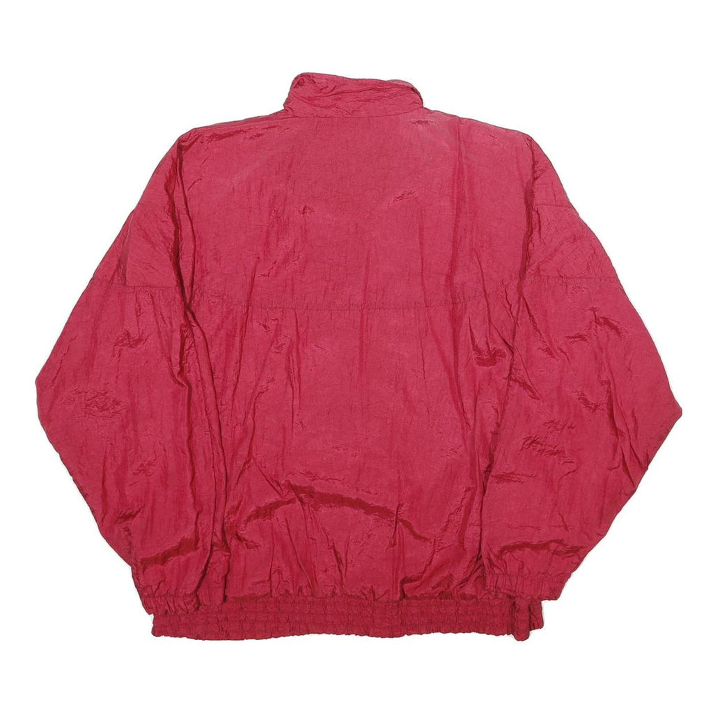 BOLD SPIRIT Womens Red Nylon Jacket L Zip Plain Casual Lightweight Outerwear