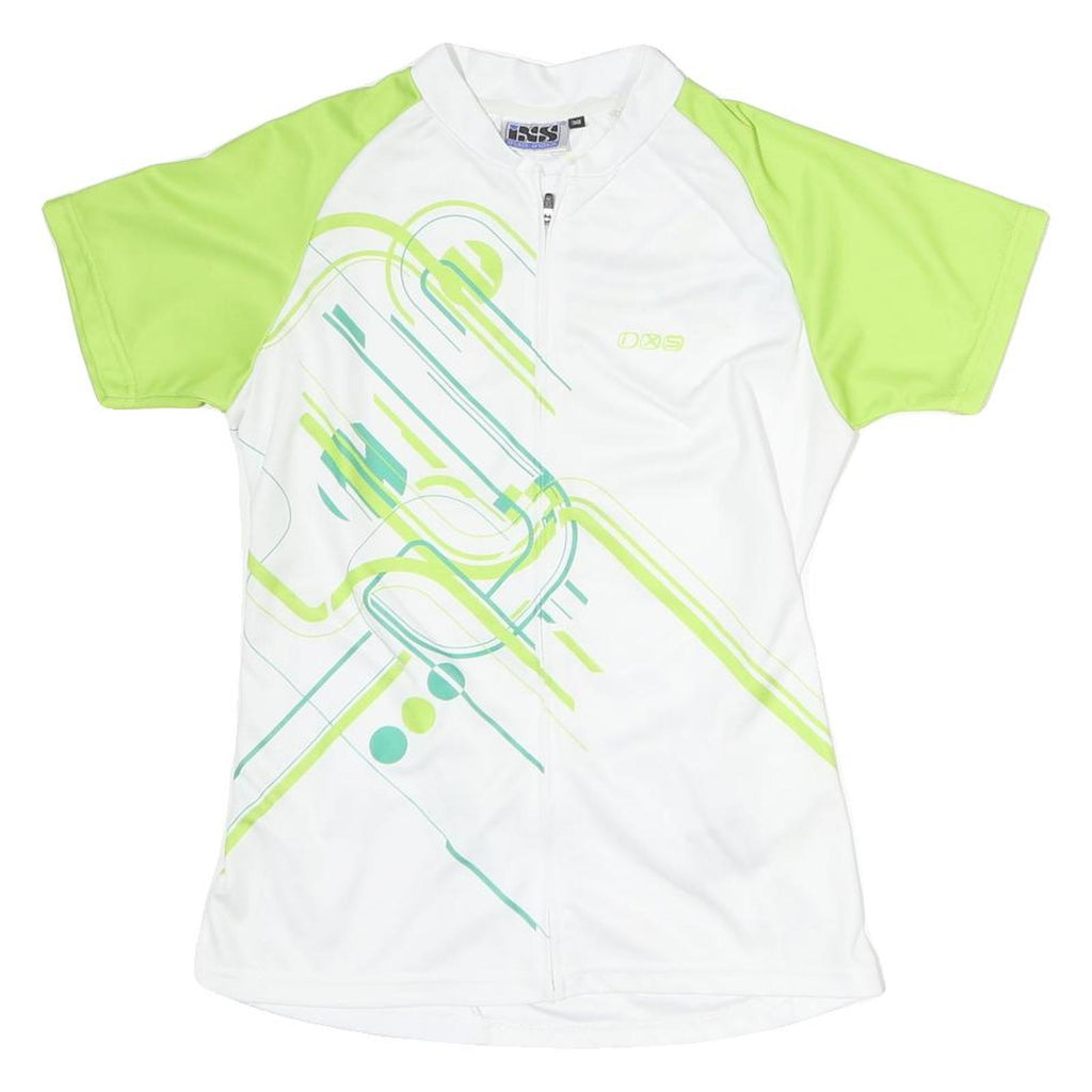 IXS Womens White & Lime Graphic Cycling Jersey S Short Sleeve Zip Neck Sports