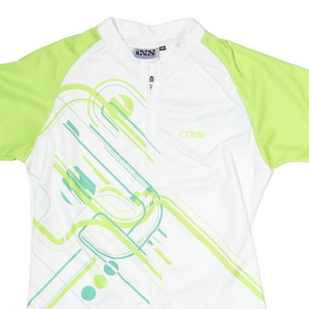 IXS Womens White & Lime Graphic Cycling Jersey S Short Sleeve Zip Neck Sports
