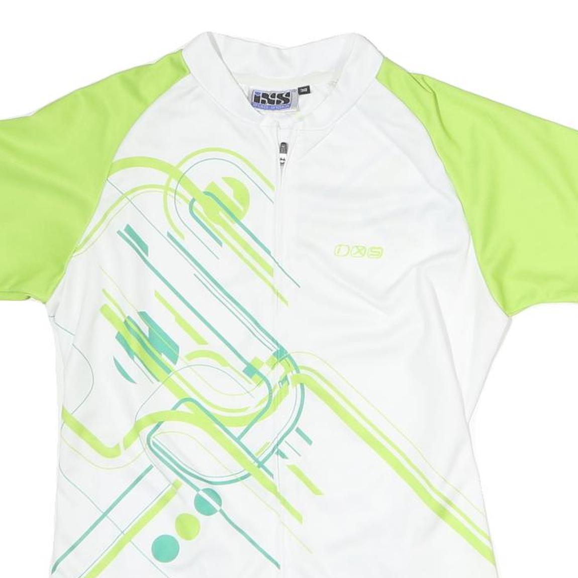 IXS Womens White & Lime Graphic Cycling Jersey S Short Sleeve Zip Neck Sports
